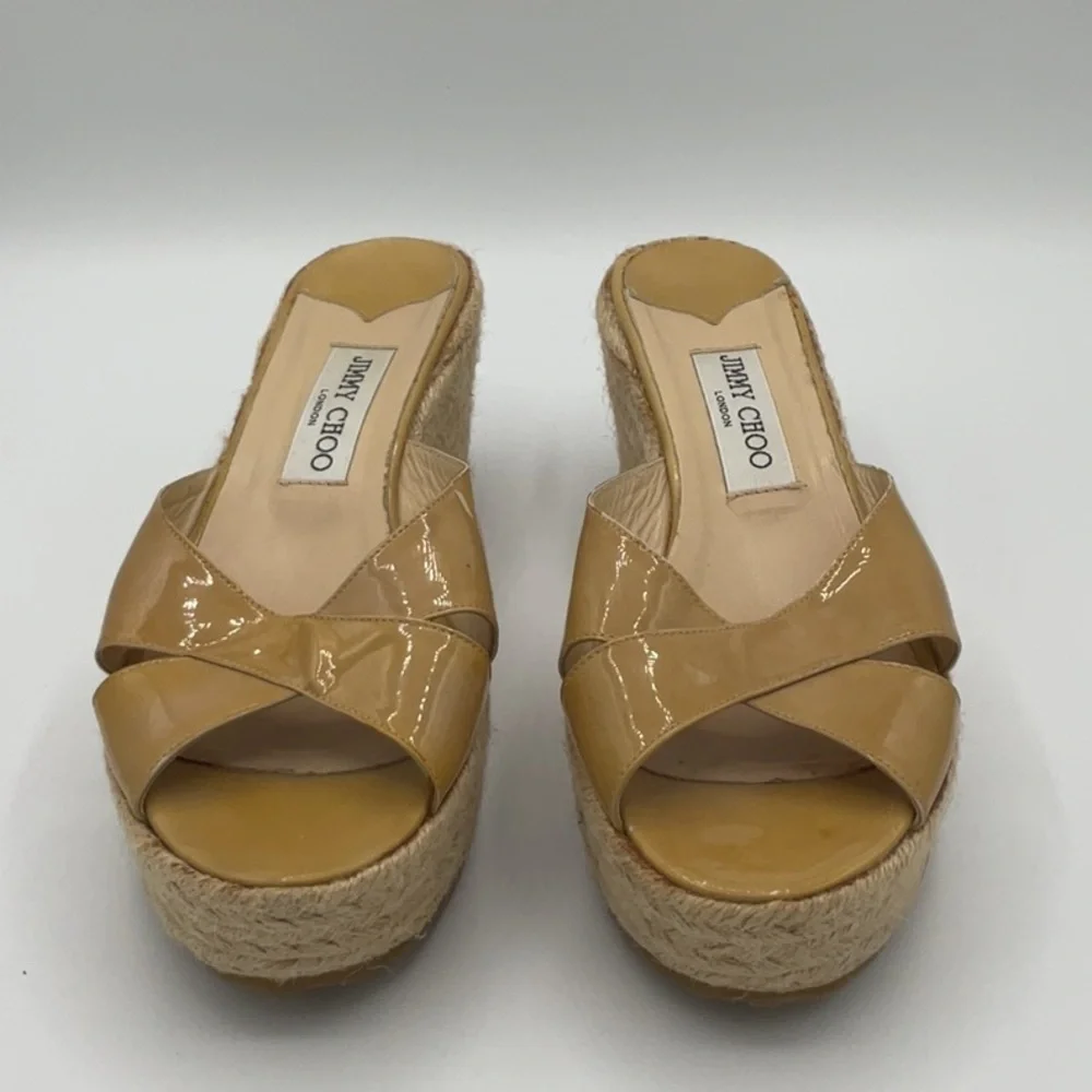 Jimmy Choo Paisley Criss Cross patent leather wedge